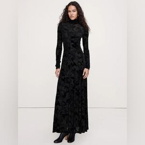 Banana Republic Burnout Velvet Maxi Dress Black Floral